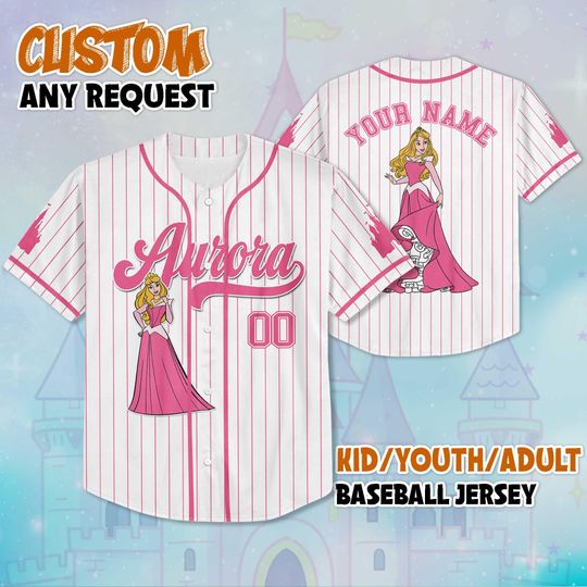 Personalized Disney Princess Aurora Baseball Jersey, Custom Sleeping Beauty Jersey Shirt, Disneyland Matching Outfit, Gift for Disney Fans
