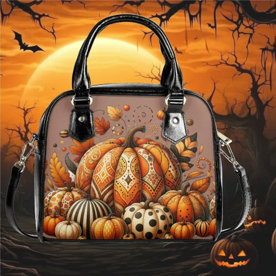 Discover Whimsical Halloween pumpkins Purse Satchel fun cute messenger purse tote black