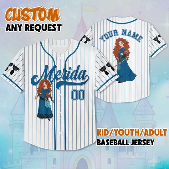 Discover Personalized Merida Baseball Jersey, Custom Disney Princess Brave Shirt, Disneyland Matching Outfit, Gift for Disney Fans