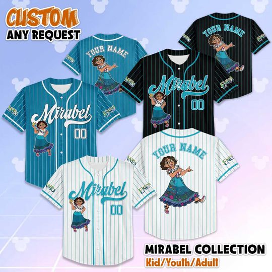 Discover Personalized Encanto Mirabel Madrigal Baseball Jersey, Custom Family Jersey Shirt, Disney Encanto Outfit, Gift for Disney Fans & Kids