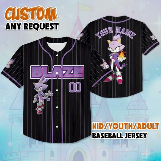 Discover Custom Blaze the Cat Baseball Jersey, Personalized Sonic The Hedgehog Jersey Shirt, The Hedgehog Baseball Team Outfit, Gift For Fan