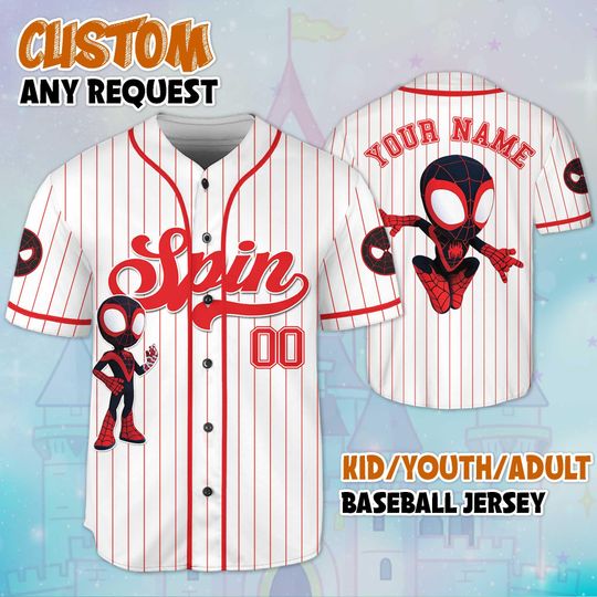 Discover Custom Spidey and His Amazing Friends Spin Baseball Jersey, Disney Spin Jersey for Disney Fans, Disney Baseball Team Outfit