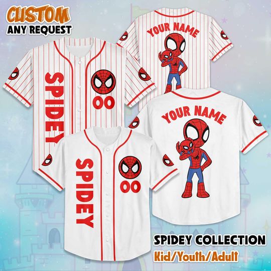Custom Spidey Collection Baseball Jersey, Disney Spidey and His Amazing Friends Jersey for Disney Fans, Disney Baseball Team Outfit