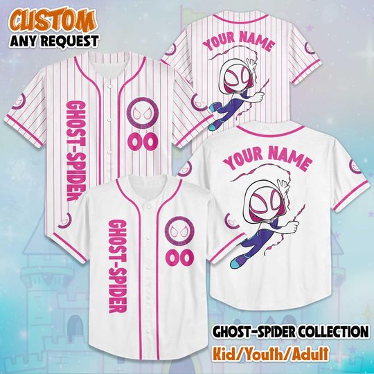 Custom Ghost-Spider Collection Baseball Jersey, Disney Spidey and His Amazing Friends Jersey for Disney Fans, Disney Baseball Team Outfit