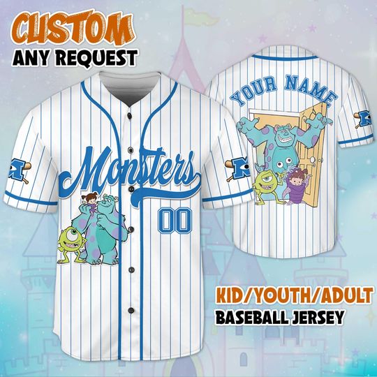 Discover Personalized Monsters Inc Baseball Jersey, Personalized Disney Monsters inc Jersey for Disney Fans, Disneyland Birthday Gift