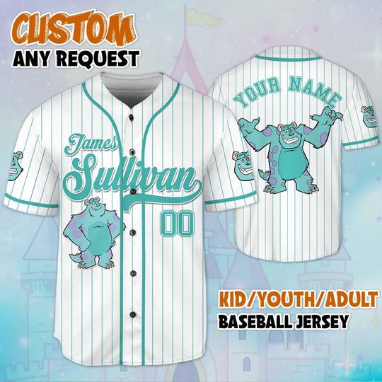 Discover Custom James Sullivan Baseball Jersey, Personalized Disney Monsters inc James Sullivan Jersey for Disney Fans, Disneyland Birthday Gift