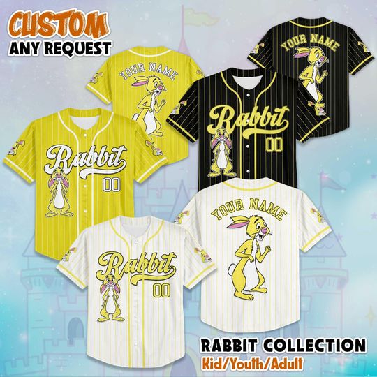 Discover Custom Winnie the Pooh Rabbit Baseball Jersey, Disney Winnie the Pooh Rabbit Jersey Shirt, Disney Baseball Jersey Sports Gifts For Fans
