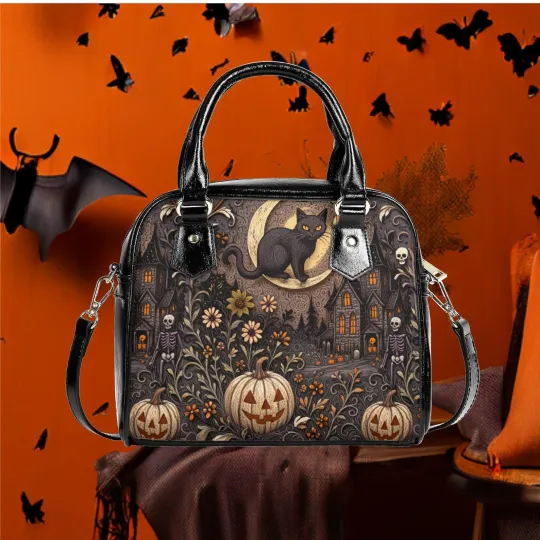 Discover Whimsical Halloween Purse Satchel fun cute retro black cat pumpkin satchel cute