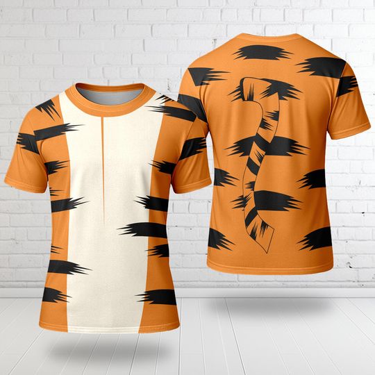 Discover Tigger Winnie The Pooh 3D Shirt, Tigger Cosplay Costume Tee, Winnie The Pooh Character Costume T-shirt, Halloween All Over Print Shirt