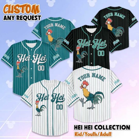 Personalized Hei Hei Baseball Jersey, Custom Moana Shirt, Disneyland Baseball Team Outfit, Gift for Disney Fans