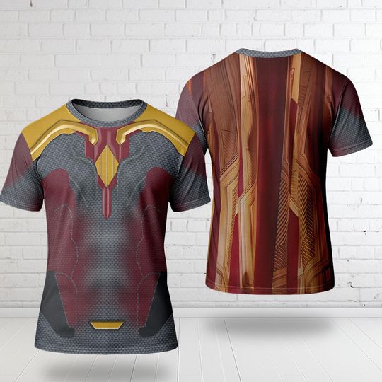 Discover Wanda Vision Costume T-Shirt, Vision Cosplay Costume Shirt, Avenger 3D Tee, Superhero Character Cosplay Tee, Halloween All Over Print Tee