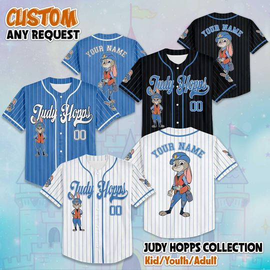 Discover Personalized Judy Hopps Zootopia Baseball Jersey, Custom Disney Zootopia Shirt, Police Bunny Outfit, Matching Family Tee, Cute Gift for Fans