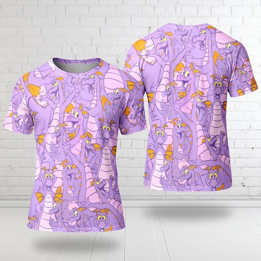 Figment Dragon Unisex 3D Shirt, Purple Dragon Epcot Theme Park Mascot All Over Print Shirt