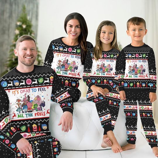 Discover Inside Out Family Pajamas, Christmas Inside Out Characters Holiday Pajamas, Disney Emotions Pajamas Pants, Xmas Party Gift For Family