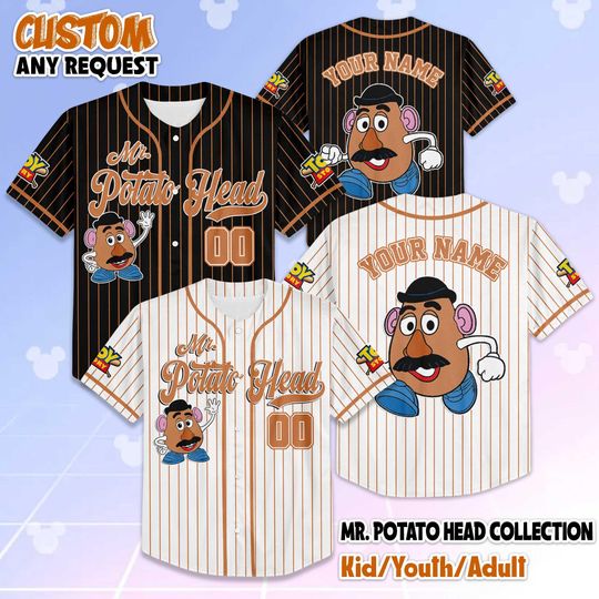 Personalized Mr. Potato Head Baseball Jersey, Custom Disney Toy Story Baseball Shirt, Matching Disney Trip Outfit, Disney Birthday Gift