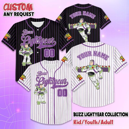 Discover Custom Buzz Lightyear Black White Baseball Jersey, Disney Toy Story Buzz Lightyear Baseball, Matching Disney Trip Outfit, Birthday Gift