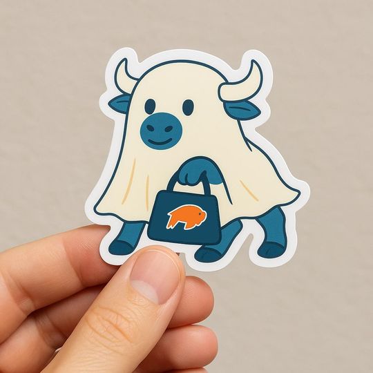 Halloween Ghost Sticker, Buffalo Team Bills Sticker, Football fan sticker, Game Day Sticker