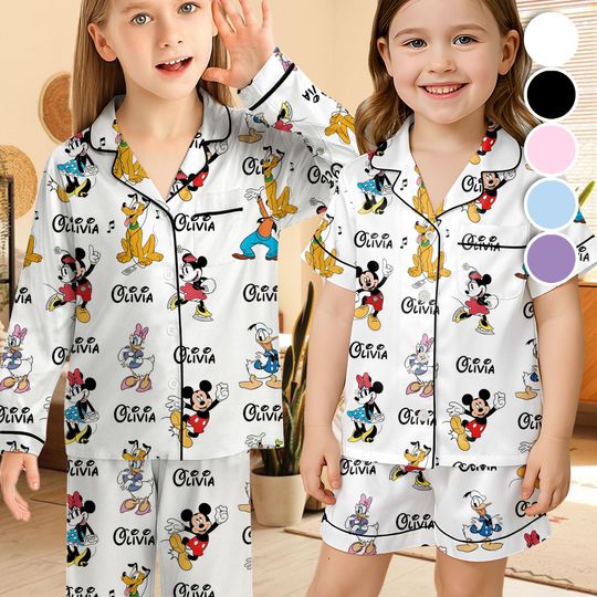Discover Personalized Disneyland Trip Mickey and Friends Kids Pajamas Set, Kid Youth Toddler Pjs, Disney Loungewear, Vacation Gift For Kids