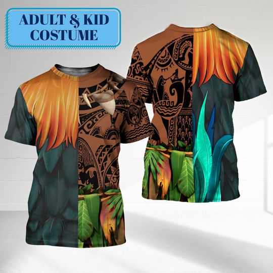 Moana Princess Maui And Hei Hei Costume 3D Shirt