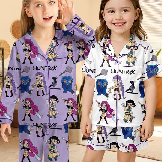 Discover Kpop Demon Hunters Huntrix Rumi Mira Zoey Pajama Set, Women & Kids Huntrix K-pop Demon Hunters Sleepwear, Kpop Fan Gift, Kpop Merch