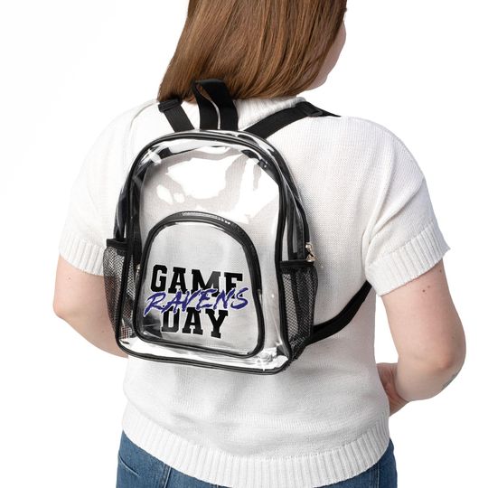 Discover GAME DAY Baltimore Football Clear Stadium Bag, Ravens Clear Backpack, Purple and Black Game Day Bag, Baltimore Ravens Tailgating Tote Bag