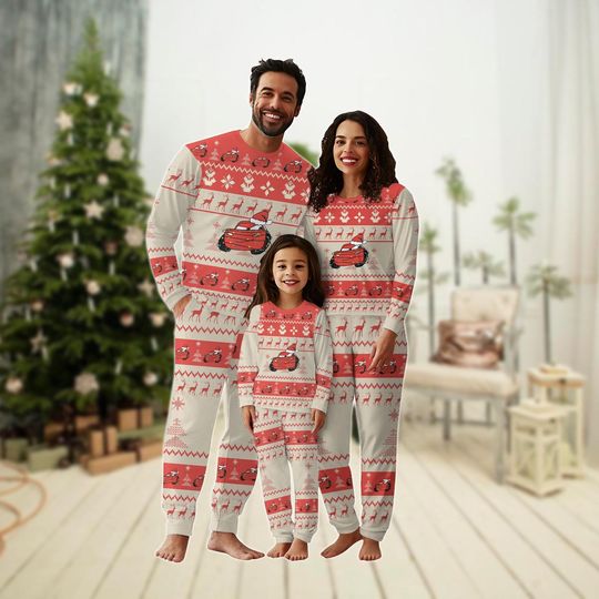 Lightning Mcqueen Family Pajamas Set, Disney Pixar Cars Pj Set, Mcqueen Cars Holiday Pajamas, Pajamas For Party, Reindeer Xmas Pjs