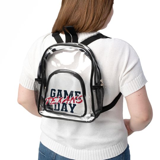 GAME DAY Houston Football Team Texans Clear Backpack, Game Day Bag, Clear Sport Bag