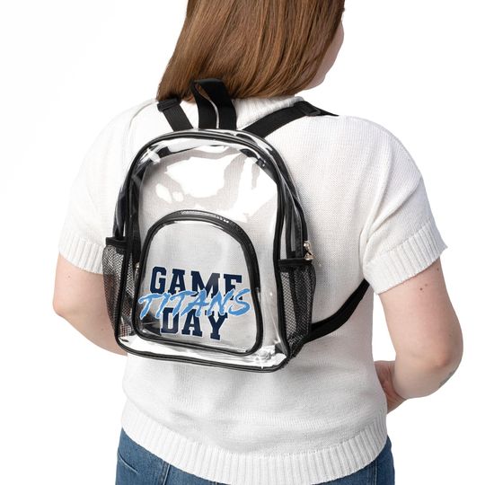 Discover GAME DAY Tennessee Football Clear Stadium Bag, Titans Clear Backpack, Navy and Blue Game Day Bag, Tennessee Titans Tailgating Tote Bag