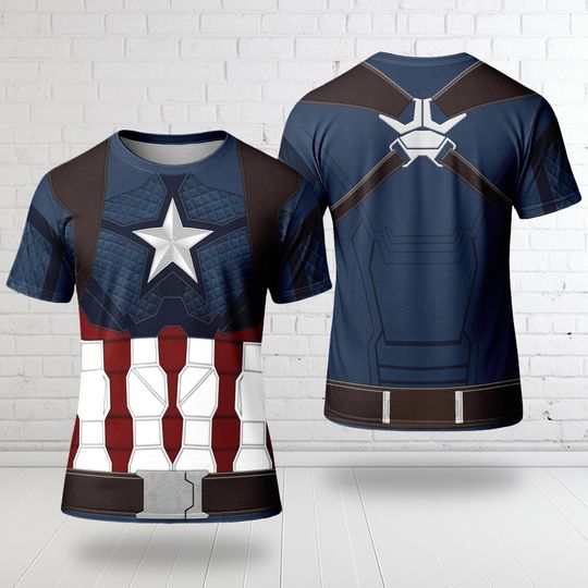 Discover Captain 3D Unisex T-Shirt, Halloween Costume For Family Group T Shirt, American Superhero Halloween Cosplay, Superhero Men Suit