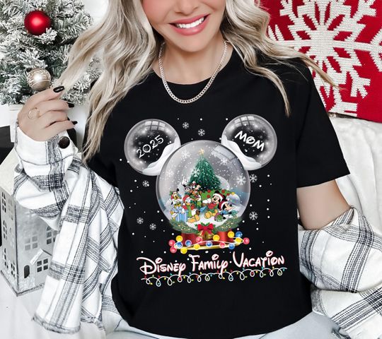 Disney Christmas Family Vacation Shirt, Custom Mickey Friends Xmas Shirts, Disney Christmas Trip 2025 Shirt, Disneyland Holiday T-Shirt