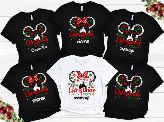 Discover Disney Christmas 2025 Shirt, Custom Disney Christmas Shirt, Mickey Minnie Christmas Shirt, Custom Family Disney Tshirt, Christmas Family Tee