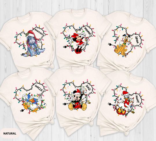 Discover Christmas Custom Disney All Characters Shirts, Personalized 2025 Disney Christmas Shirt, Matching Family Christmas Tees, Holiday Disney Trip