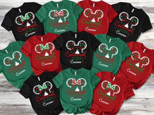Discover Personalized Disney Christmas 2025 Family Matching Shirts, Disney Christmas Family, Disney Christmas 2025 T Shirt, Disney Christmas Vacation