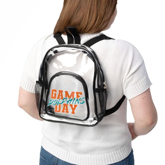 Discover GAME DAY Miami Football Team Dolphins Clear Backpack, Game Day Bag, Clear Sport Bag
