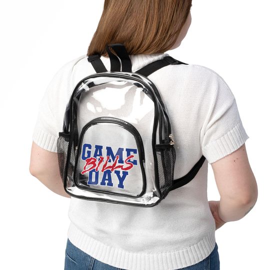 GAME DAY Buffalo Football Team Bills Clear Backpack, Game Day Bag, Clear Sport Bag