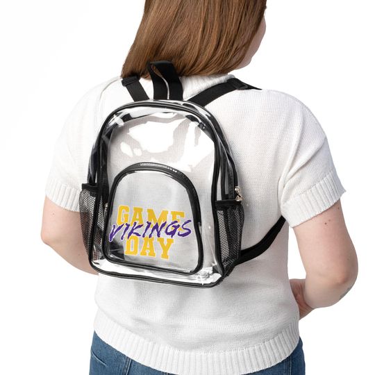 GAME DAY Minnesota Football Team Vikings Clear Backpack, Game Day Bag, Clear Sport Bag