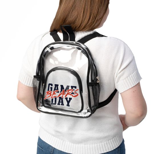 GAME DAY Chicago Football Team Bears Clear Backpack, Game Day Bag, Clear Sport Bag