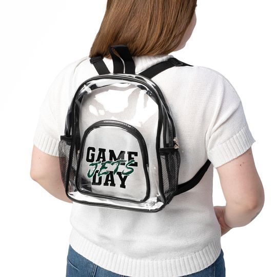 GAME DAY New York Football Team Jets Clear Backpack, Game Day Bag, Clear Sport Bag