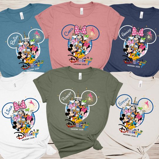Discover Custom Disney 2025 Shirt, Custom Family Disney Shirt, Matching Disney Family Shirt ,Mickey  Birthday Shirt, Personalized Disney Tee