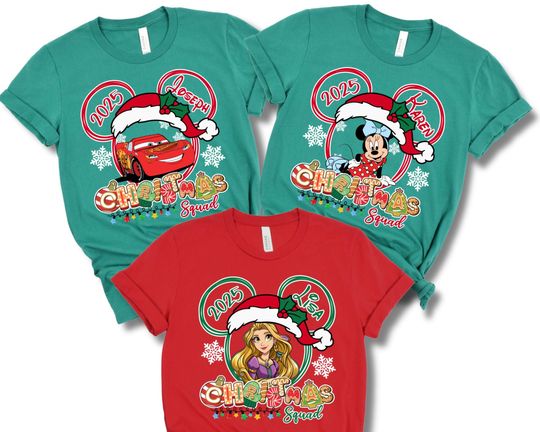 Discover Custom Disney Christmas All Characters Shirt, Christmas Disney Characters Shirt, Custom Disney Christmas Shirt, Disney Christmas Family Tees