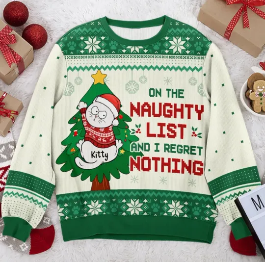 Discover All I Want For Christmas - Cat Personalized Ugly Sweatshirt