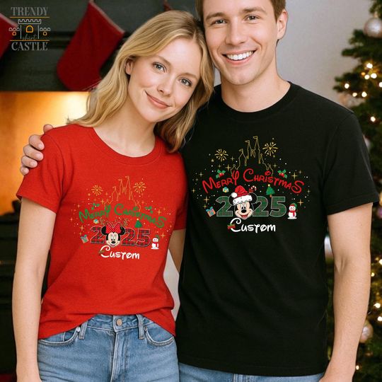 Discover Christmas Disney Tee Merry Christmas 2025 Family Shirt, Christmas Holiday Disney Vacation Tee, Custom Disney Matching Family Trip Xmas Tee