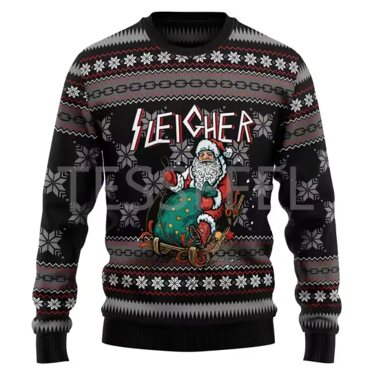 Cosplay Christmas Ugly Sweater Cartoon Dog Cat Santa Claus Tattoo Long Sleeves 3