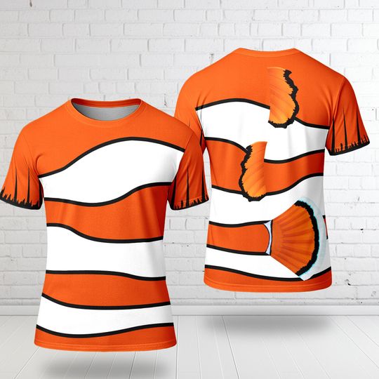 Discover Marlin Costume T-Shirt, Marlin Halloween Cosplay Tee, Finding Nemo Character Cosplay Costume Tee, Marlin Finding Nemo All Over Print Shirt