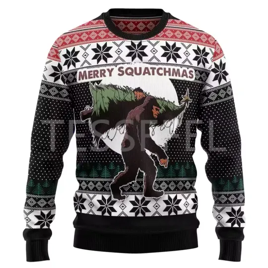 Cartoon Dog Cat Santa Claus Christmas Ugly Sweatshirt Long Sleeve