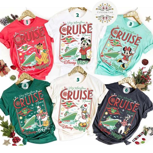 Personalized Very Merrytime Cruises Disney Christmas Shirt, Mickey & Friends Santa Family Christmas Cruise Trip, Holiday Disney Cruise Shirt