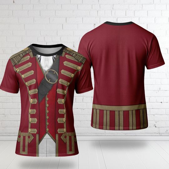 Red Captain Suit Costume 3D Shirt, Captain Pirate Magic Movie Halloween Costume Cosplay