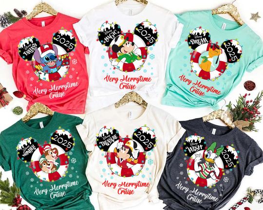 Discover Disney Very Merrytime Cruises Christmas Lights Shirt, Mickey & Friends Princess Star Wars Toy Story Cruise Xmas, Disney Dream Magic Wonder