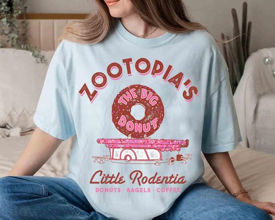 Discover Disney Zootopia The Big Donut Coffee Shop T-Shirt, Zootopia 2 Movie 2025 Matching Tee, WDW Disneyland Family Vacation Trip Shirt
