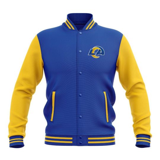 Discover Los Angeles Rams football Wool Varsity Jacket, Blue And Yellow Baseball Jacket